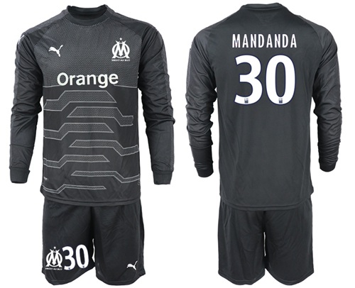 Marseille #30 Mandanda Black Goalkeeper Long Sleeves Soccer Club Jersey